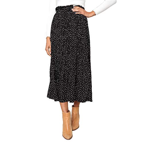 Amazon.com: EXLURA Womens High Waist Polka Dot Pleated Skirt Midi